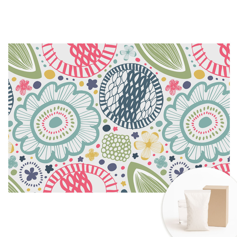 Papier peint intissé imprimé Motifs floraux et géométriques contemporains