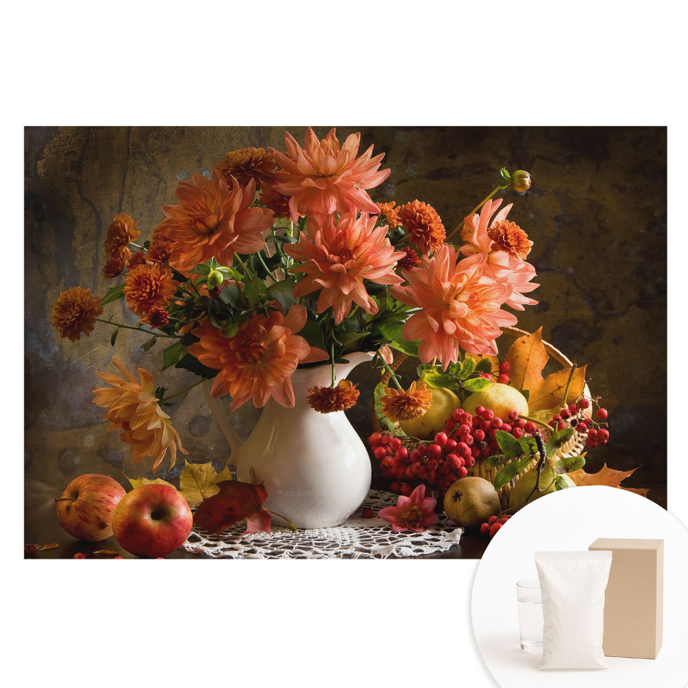 Papier peint photo imprimé sur tissu non tissé motif fleurs avec des fruits