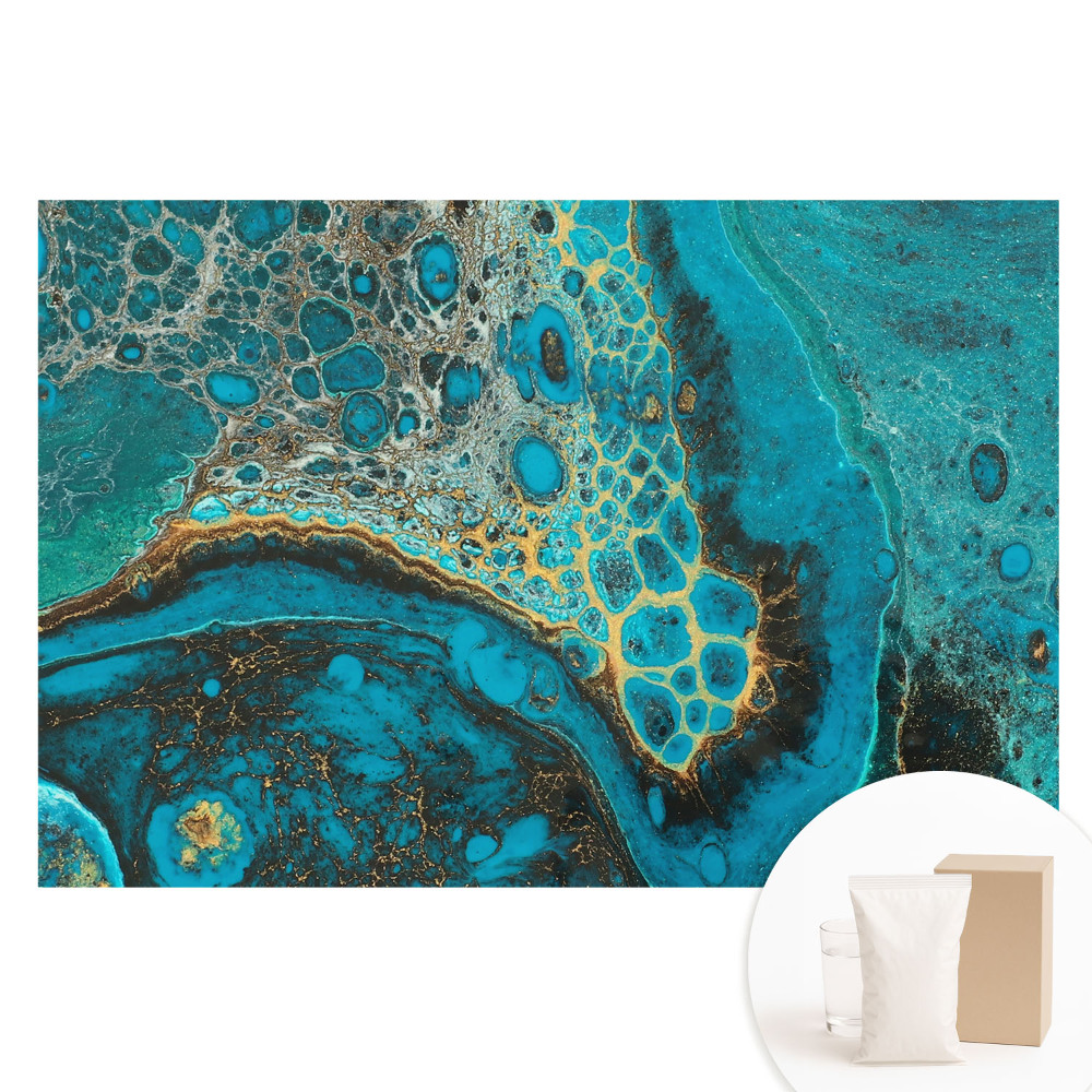 Papier peint photo grand format motifs organiques turquoise