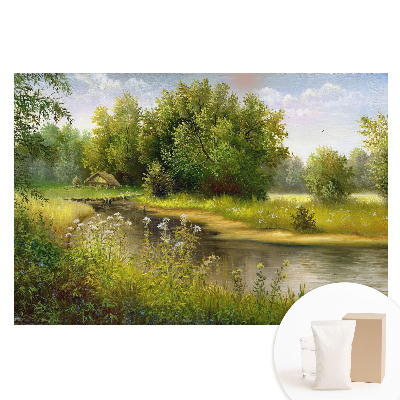 Papier peint photo sur tissu non tissé Paysage idyllique avec forêt et eau