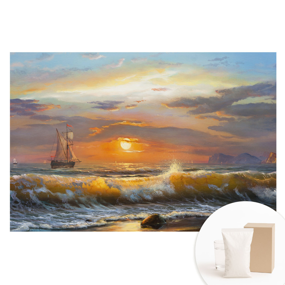 Papier peint panoramique intissé Voilier au coucher du soleil