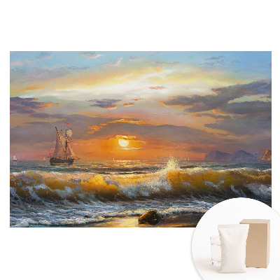 Papier peint panoramique intissé Voilier au coucher du soleil