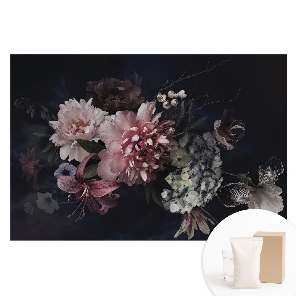 Papier peint photographique sur intissé à motif d'élégance florale sur fond sombre