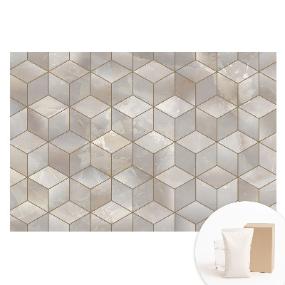 Papier peint panoramique intissé moderne motif mosaïque géométrique gris