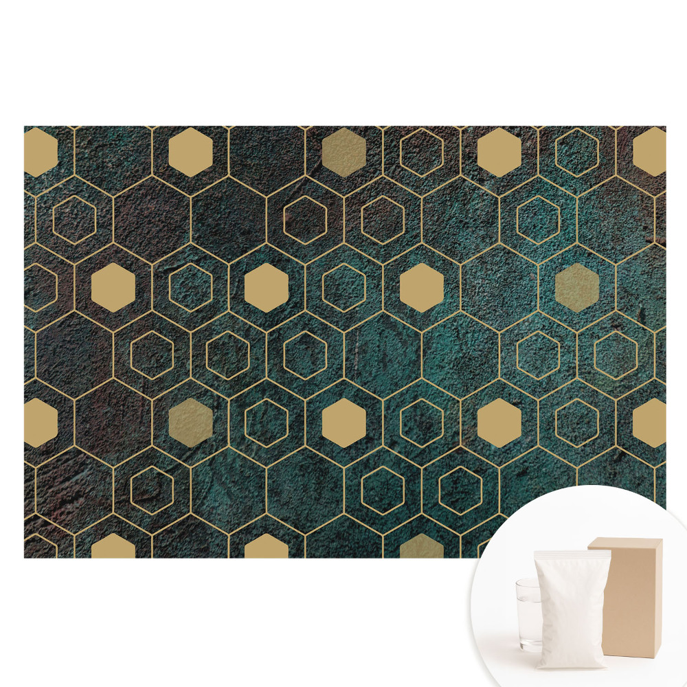 Papier peint intissé Hexagones géométriques sur fond sombre