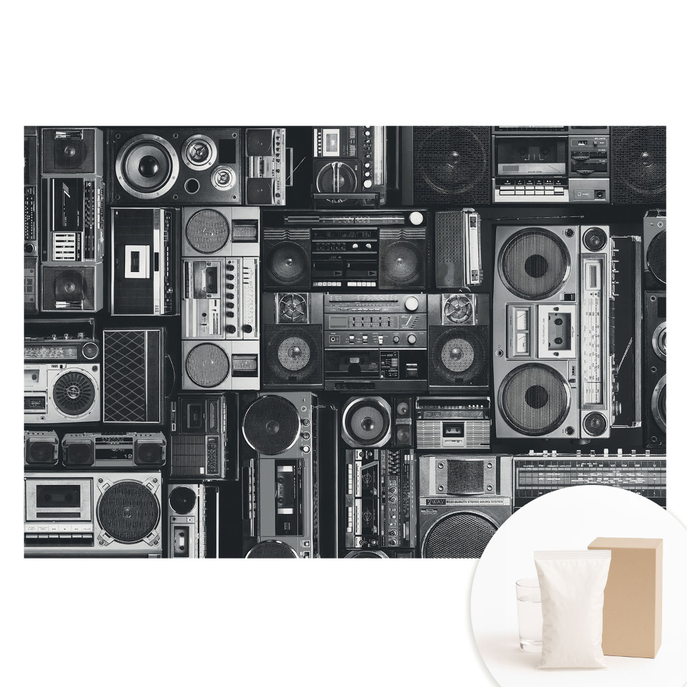 Papier peint photographique intissé Motif rétro élégant avec des radios
