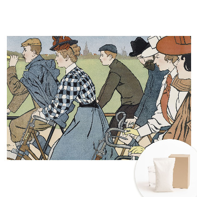 Papier peint photo grand format Scène de vélo Art Nouveau