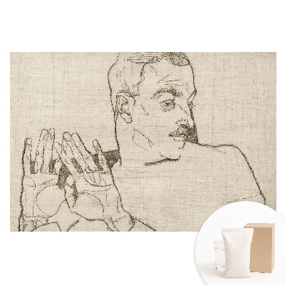 Papier peint photographique sur tissu non tissé motif croquis minimaliste d'une figure et d'un geste