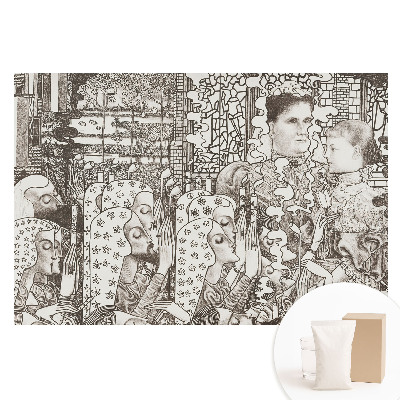 Papier peint photo grand format à motif de portraits classiques et fleurs