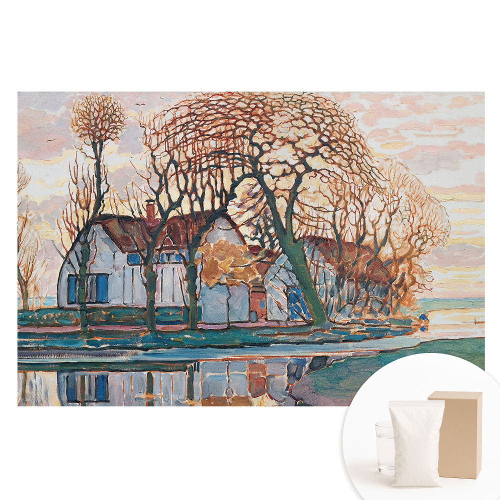 Papier peint photo grand format paysage rural paisible avec reflet