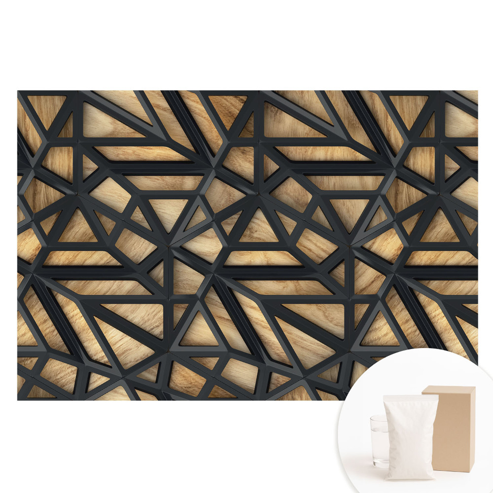 Papier peint panoramique intissé Harmonie du bois et triangles géométriques