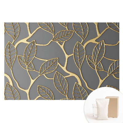 Papier peint panoramique intissé Feuilles sur fond gris au motif subtil