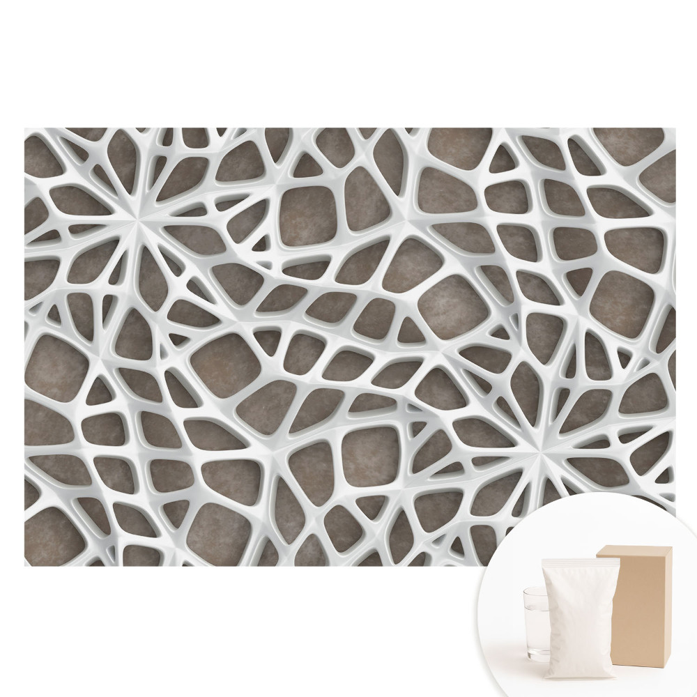 Papier peint photo sur tissu non tissé motifs organiques blancs sur fond brun