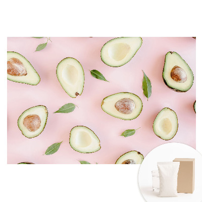 Papier peint panoramique intissé Motif avocat sur fond rose