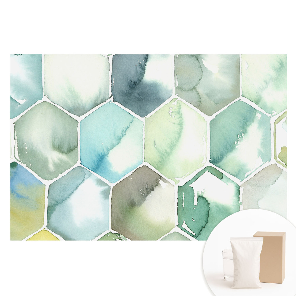 Papier peint intissé photographique Harmonie hexagonale à l'aquarelle