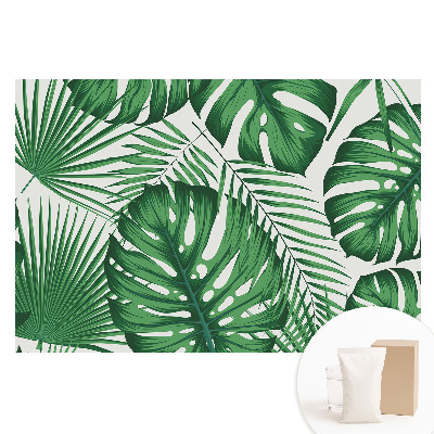 Papier peint panoramique intissé Feuilles tropicales vertes harmonie de la nature