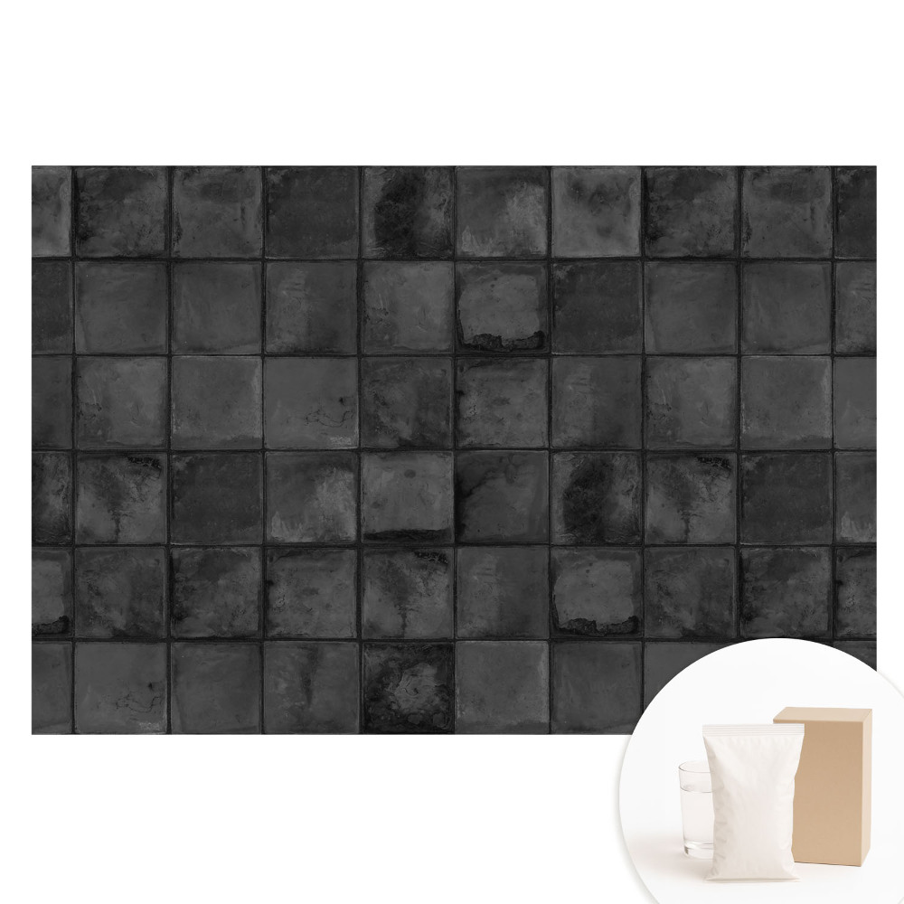 Papier peint panoramique intissé à motif géométrique de carreaux rectangulaires gris