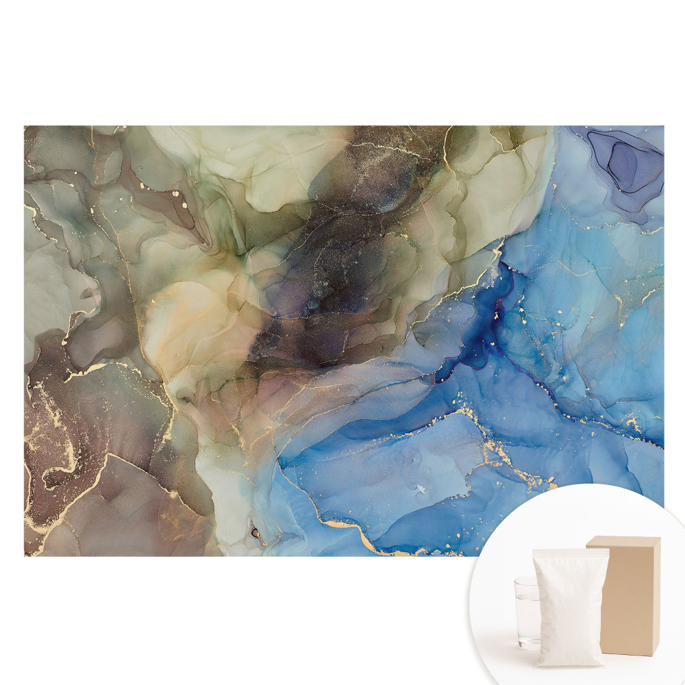 Papier peint photo sur tissu non tissé Une palette abstraite de formes bleues et vertes