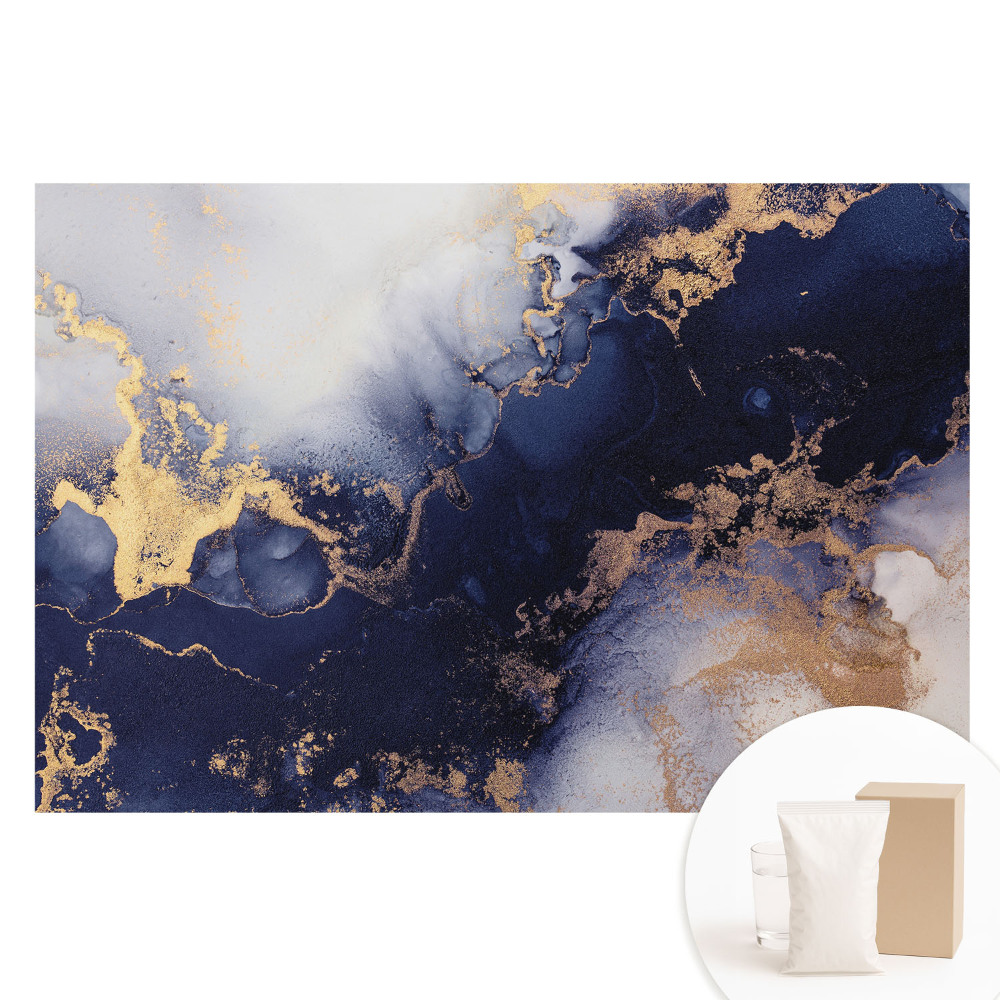 Papier peint intissé Élégance abstraite bleu marine et beige