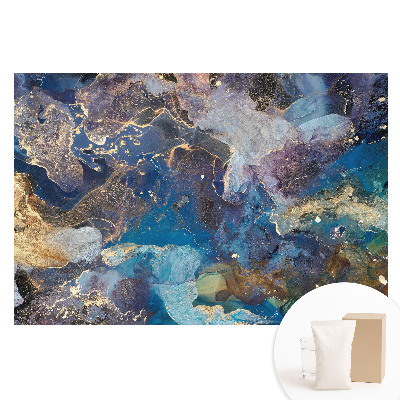 Papier peint intissé Abstraction cosmique dans des nuances de bleu et de violet