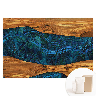 Papier peint photo grand format Mosaïque abstraite de bois bleu