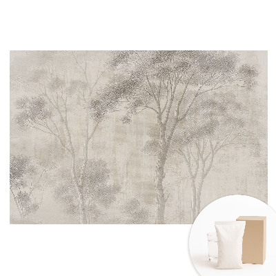 Papier peint panoramique sur intissé Arbres délicats sur fond beige