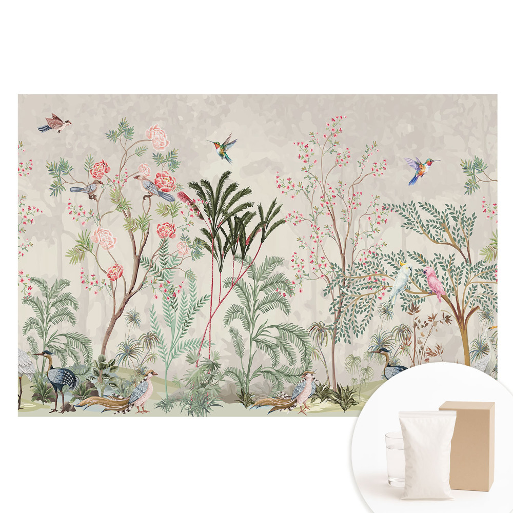 Papier peint photo intissé jardin exotique au charme romantique classique