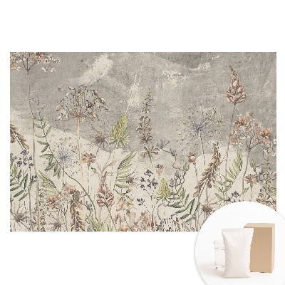 Papier peint photographique intissé Fleurs rustiques sur fond gris