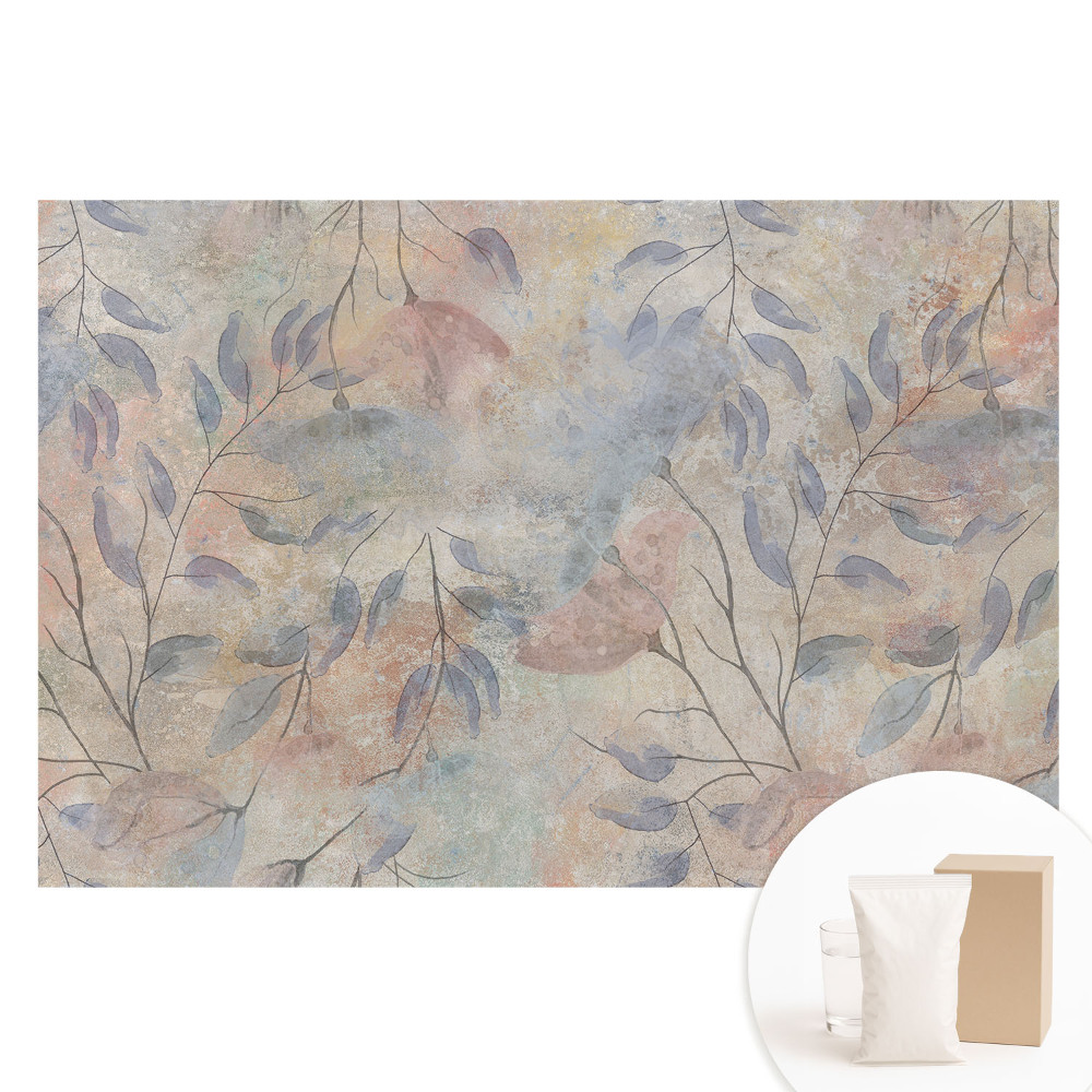 Papier peint photo intissé motif brindilles et feuilles délicates