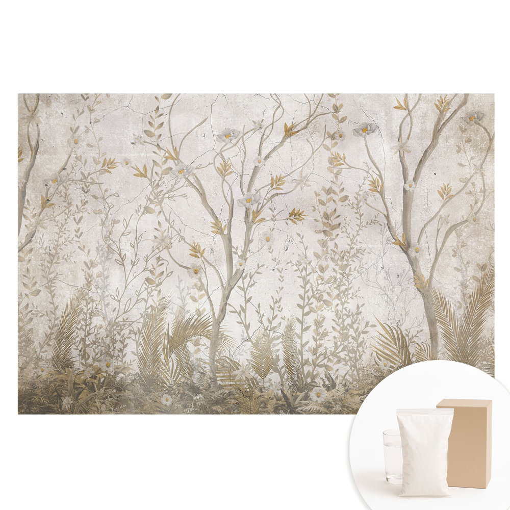 Papier peint photo sur intissé motifs graphiques avec plantes délicates