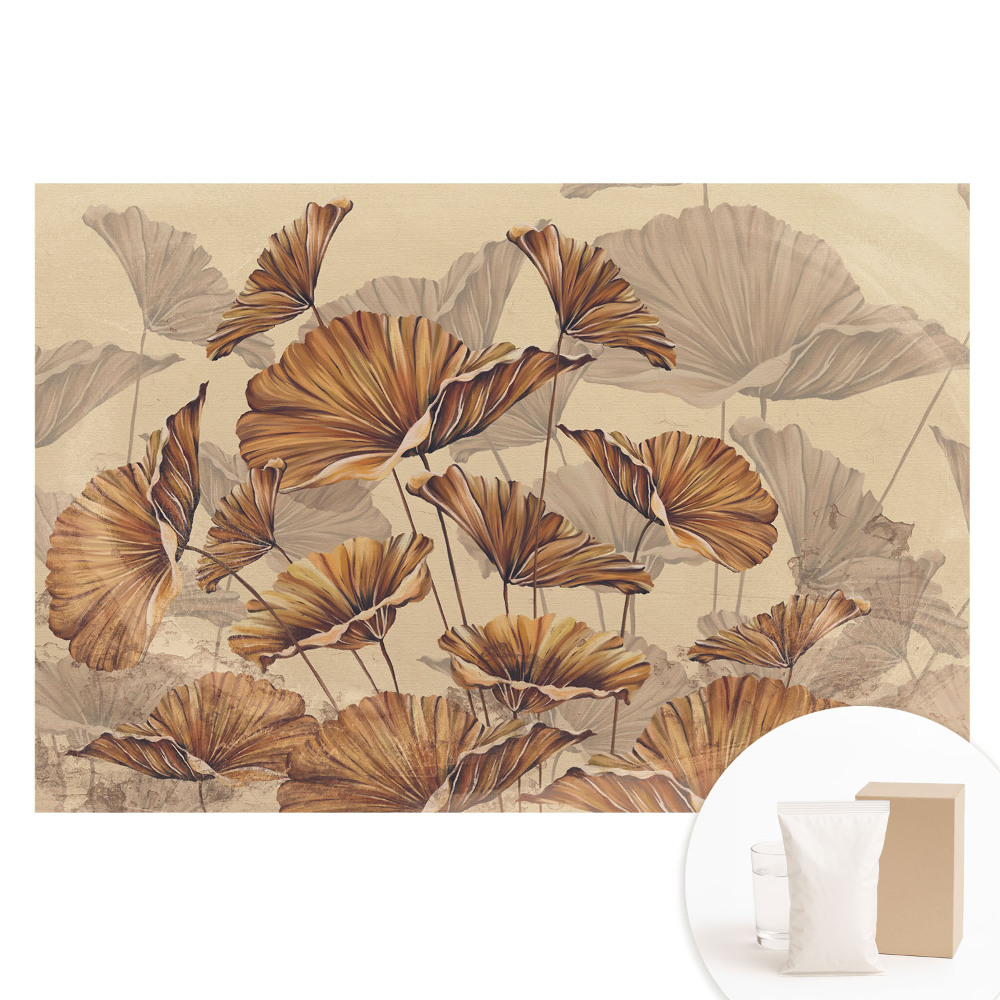 Papier peint intissé Feuilles rustiques aux couleurs chaudes