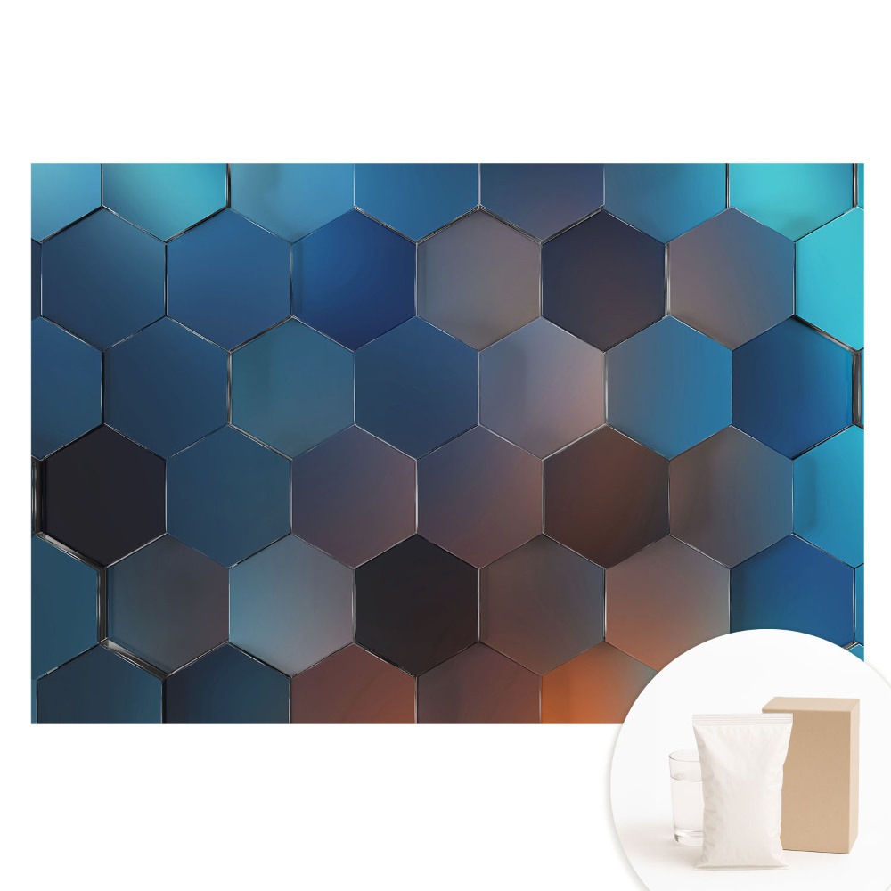 Papier peint photo intissé à motifs géométriques hexagones bleus