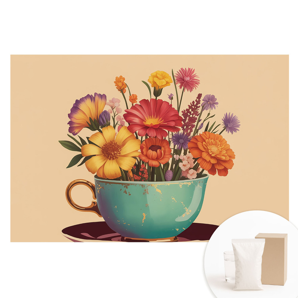 Papier peint photo imprimé sur tissu non tissé Fleurs dans une tasse