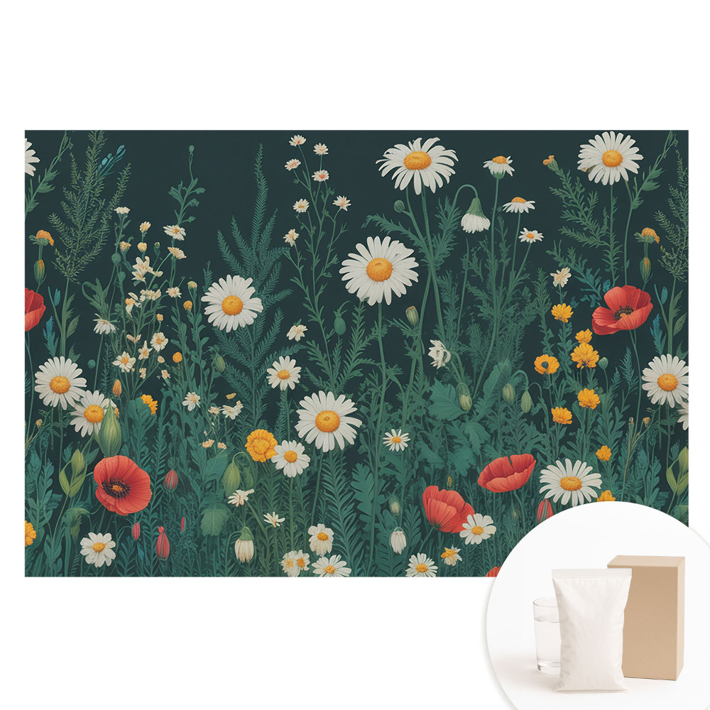Papier peint photo grand format prairie fleurie estivale