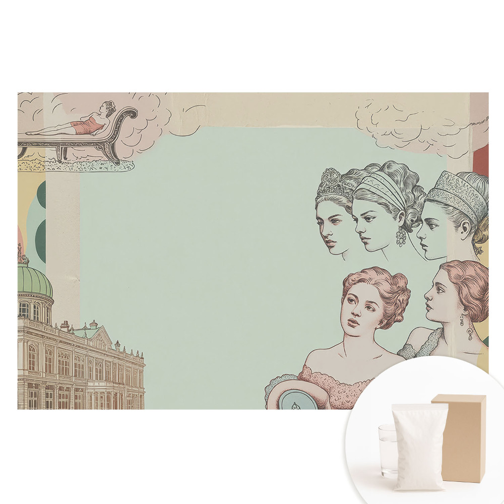 Papier peint photo grand format pour le mur Collage historique élégant aux tons pastel