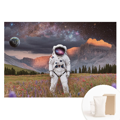 Papier peint photo intissé Astronaute surréaliste dans les montagnes