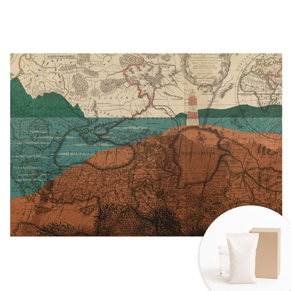Papier peint panoramique intissé ancienne carte du monde en couleurs