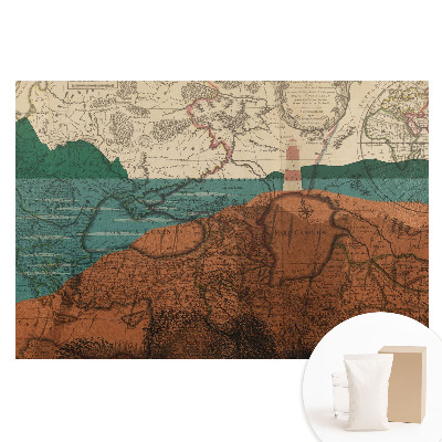 Papier peint panoramique intissé ancienne carte du monde en couleurs