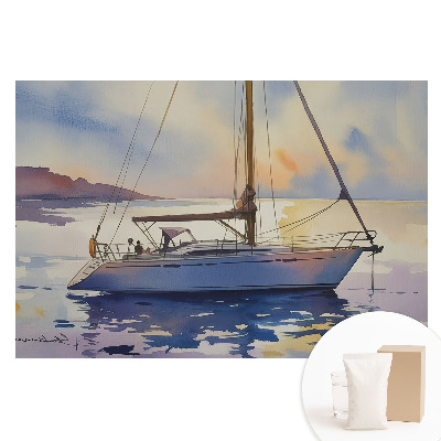 Papier peint photo grand format Yacht sur l'eau au coucher du soleil