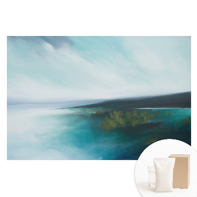 Papier peint intissé panoramique paysage abstrait bleu