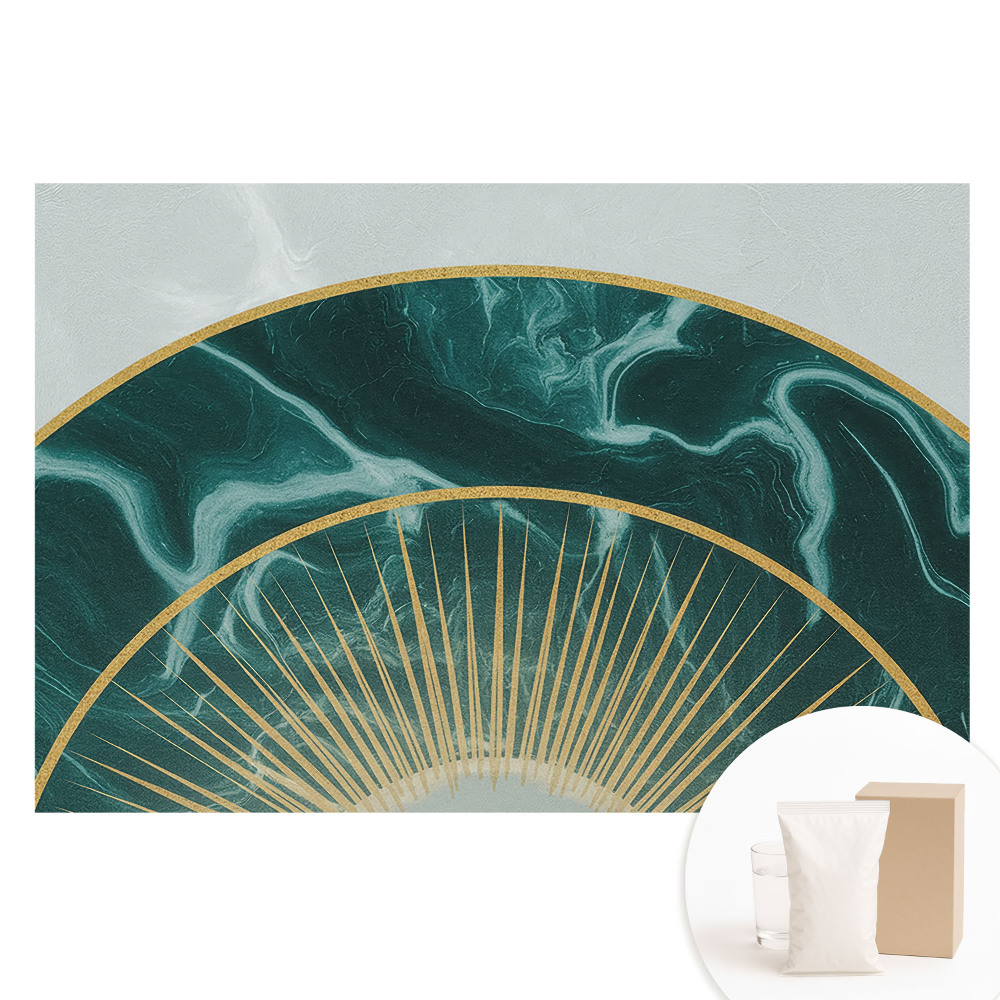 Papier peint panoramique en intissé motif demi-cercle marbre vert