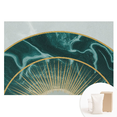 Papier peint panoramique en intissé motif demi-cercle marbre vert