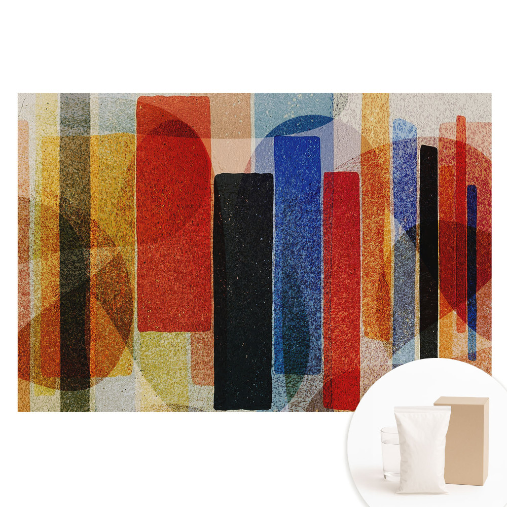 Papier peint intissé aux motifs géométriques abstraits colorés