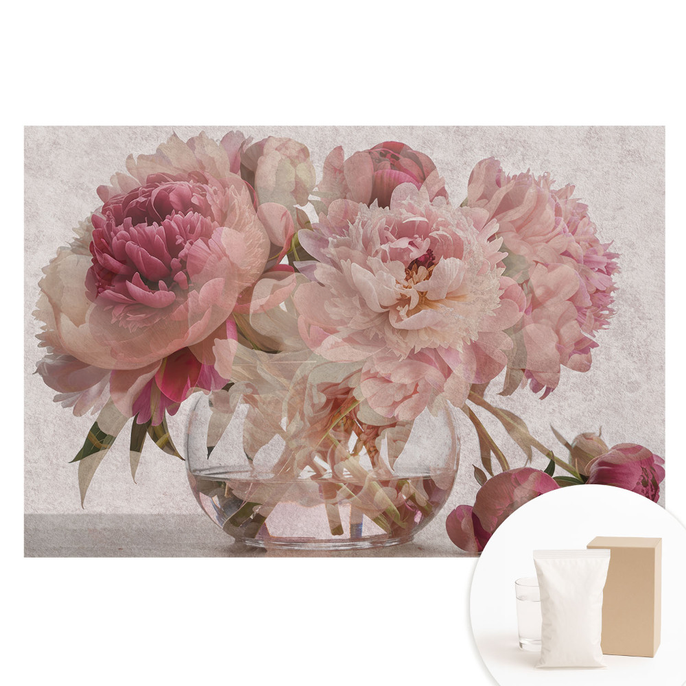 Papier peint intissé imprimé bouquet romantique de pivoines