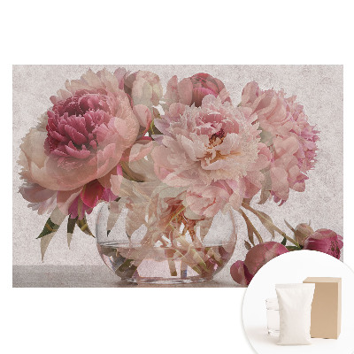 Papier peint intissé imprimé bouquet romantique de pivoines