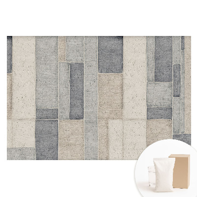 Papier peint intissé à motifs rectangles beige et gris