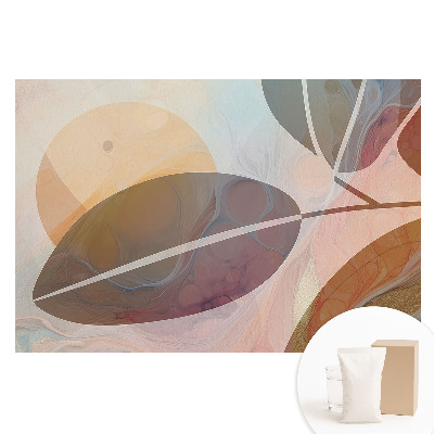 Papier peint intissé feuilles et cercles abstraits