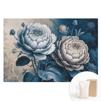 Papier peint photographique intissé Fleurs dans les tons de bleu et de gris