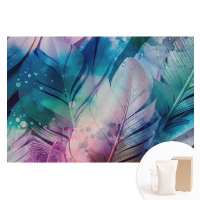 Papier peint photographique sur tissu non tissé Plumes colorées, motif moderne et harmonieux