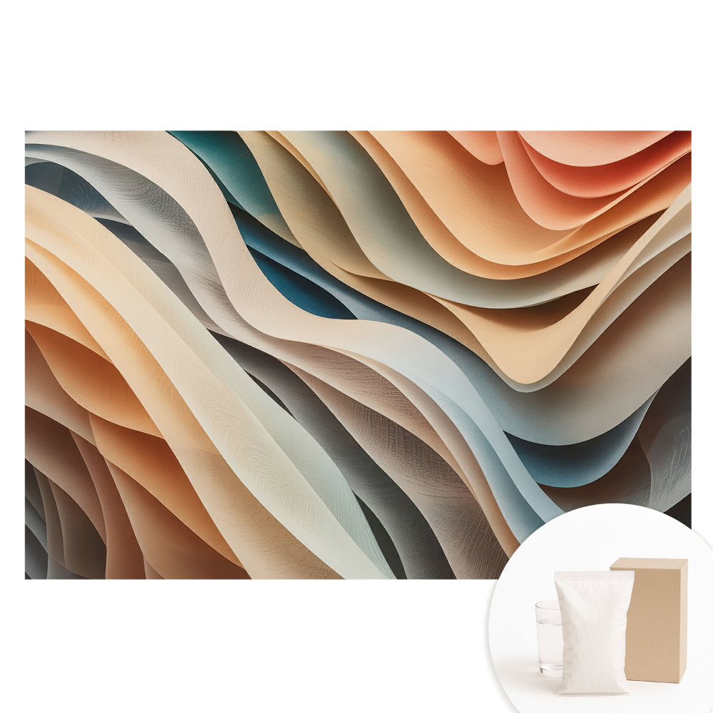 Papier peint photo imprimé sur tissu non tissé abstraction de couches ondulées pastel